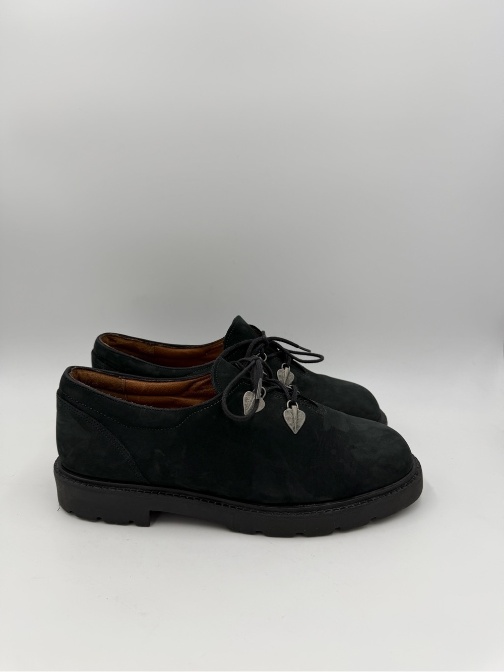 Santana Canada Black Nubuck Leather Lug Sole Lace Up Oxford Shoes Women Size 9 M